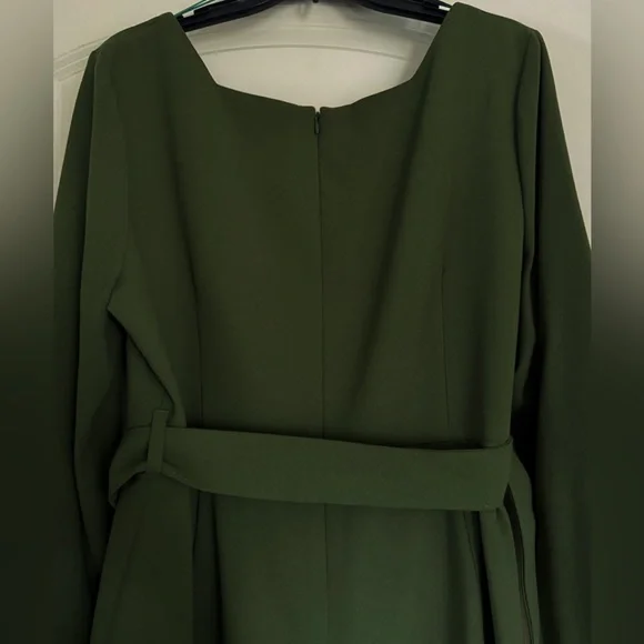 L.K. Bennett Carrington Green Recycled Polyester Blend Square Neck Dress - Picture 12 of 16